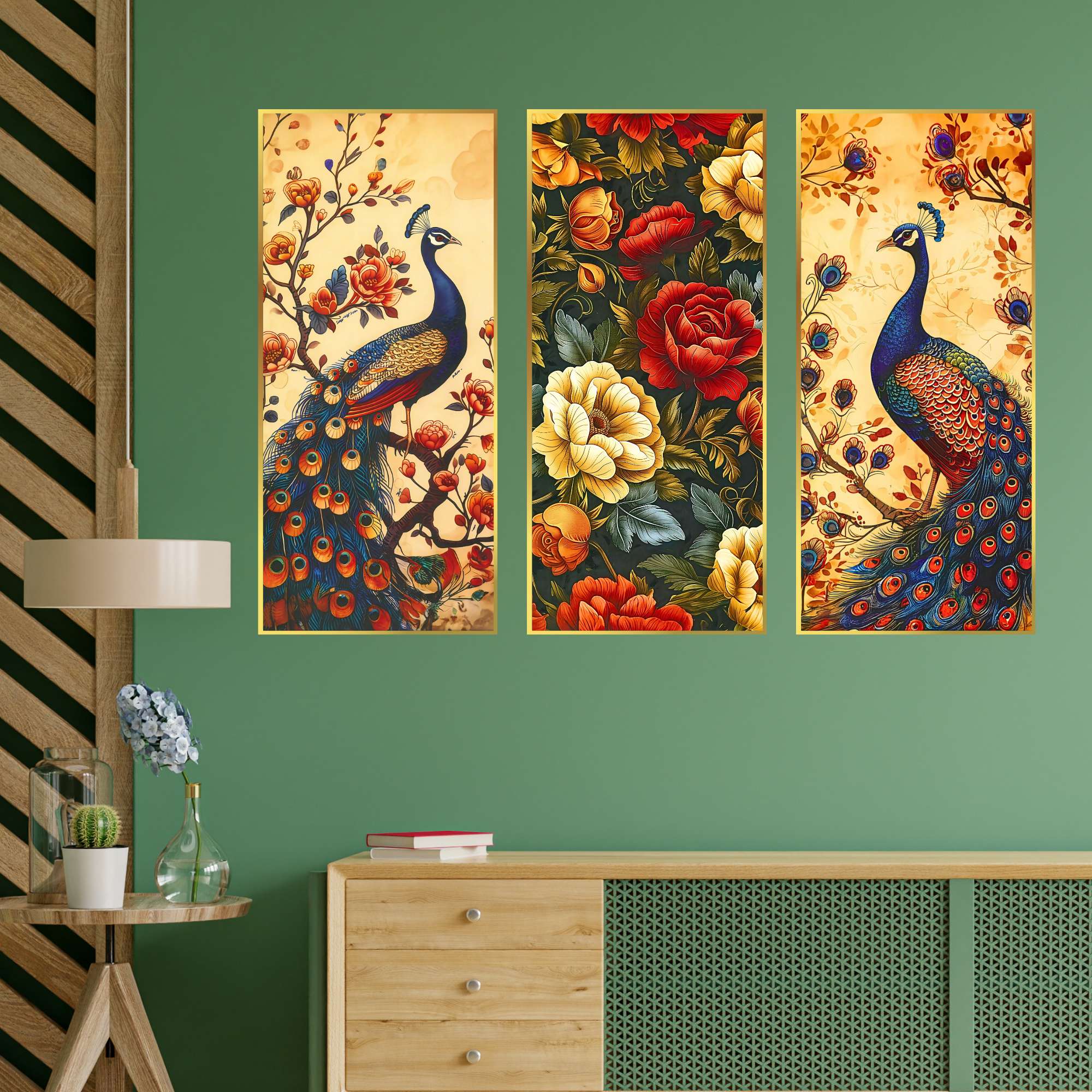 Set of Three large Wall Paintings for Wall Dacoration Golden Framed Wall Paintings for Living Room & Bedroom Wall Art for Home Decoration & Office Wall Décor (14x11 inch CH-LGD3-5) - Image 3